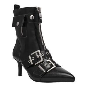 Wild Pair Women's Moonbeam Stiletto Heel Buckle Booties Black Size 7